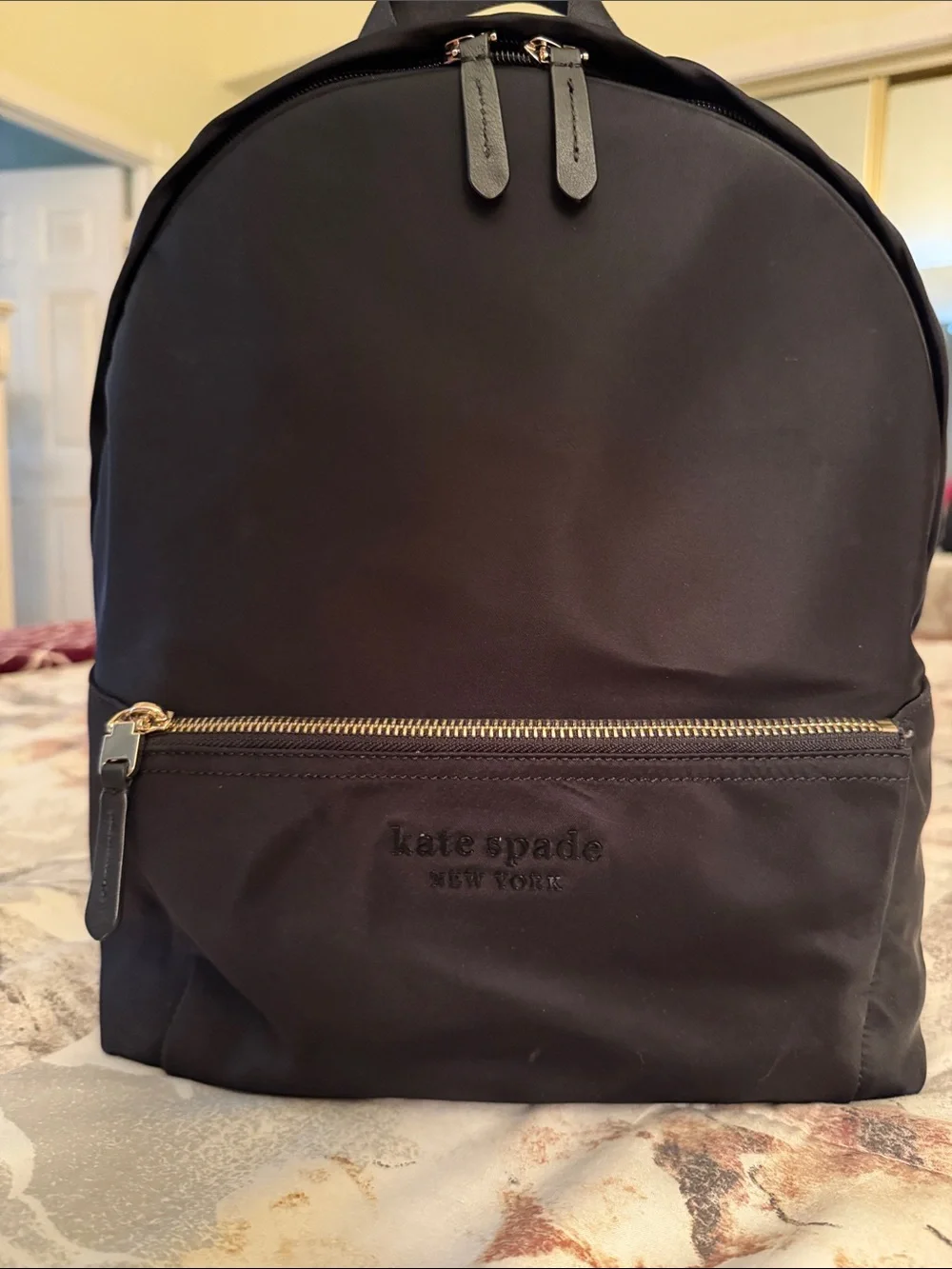 kate spade Black Nylon Mini Backpack with Gold Hardware